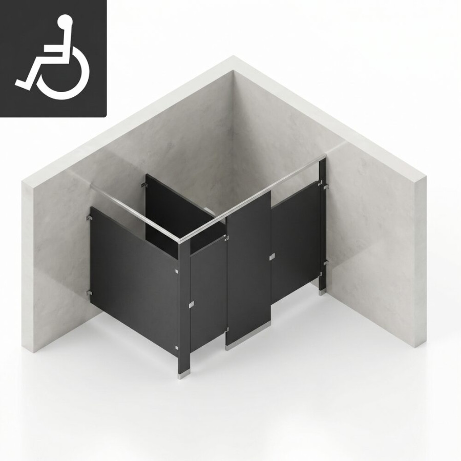 Bathroom Partitions - 2 Stalls - Right Hand In Corner ADA