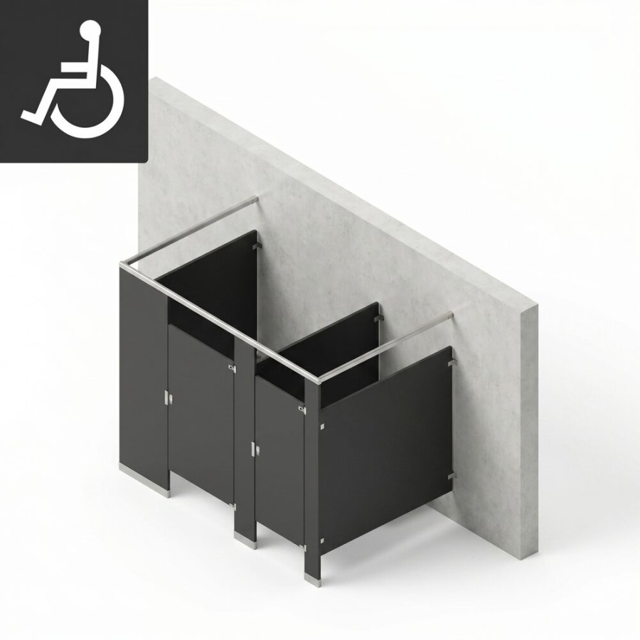 Bathroom Partitions - 2 Stalls - Left Hand Free Standing ADA