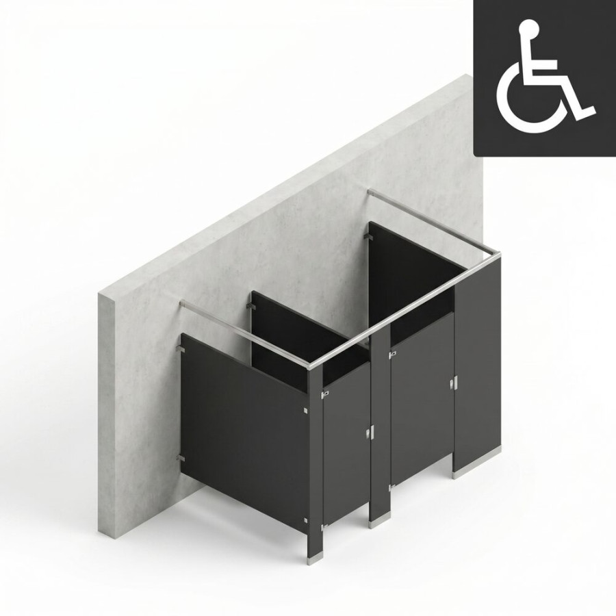 Bathroom Partitions - 2 Stalls - Right Hand Free Standing ADA
