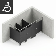 Bathroom Partitions - 3 Stalls - Right Hand In Corner ADA Bathroom Partitions - 3 Stalls - Right Hand In Corner ADA