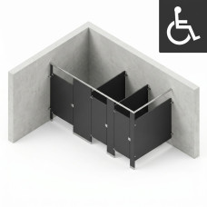Bathroom Partitions - 3 Stalls - Left Hand In Corner ADA Bathroom Partitions - 3 Stalls - Left Hand In Corner ADA