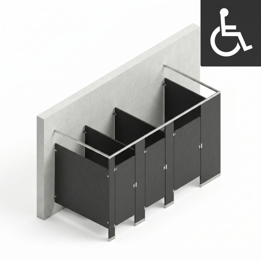 Bathroom Partitions - 3 Stalls - Right Hand Free Standing ADA