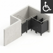 Bathroom Partitions - 3 Stalls - Left Hand Alcove ADA Bathroom Partitions - 3 Stalls - Left Hand Alcove ADA