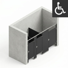 Bathroom Partitions - 3 Stalls - Right Hand Between Walls ADA Bathroom Partitions - 3 Stalls - Right Hand Between Walls ADA