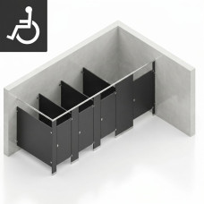 Bathroom Partitions - 4 Stalls - Right Hand In Corner ADA