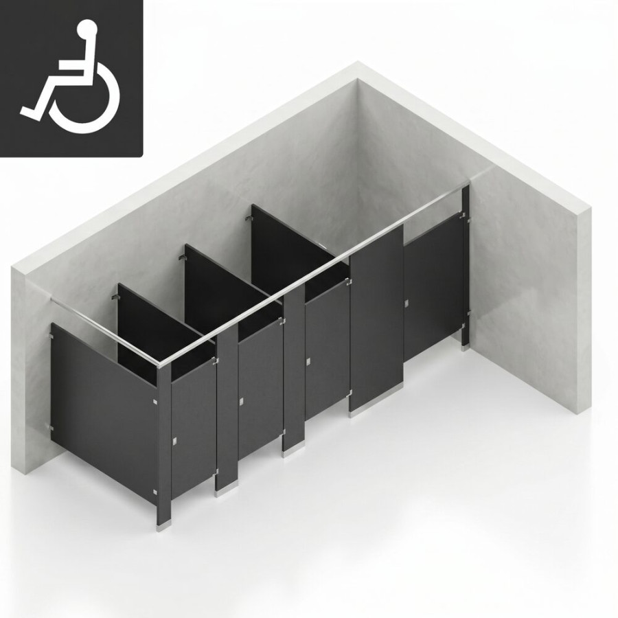 Bathroom Partitions - 4 Stalls - Right Hand In Corner ADA
