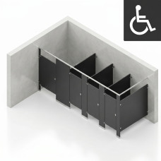 Bathroom Partitions - 4 Stalls - Left Hand In Corner ADA