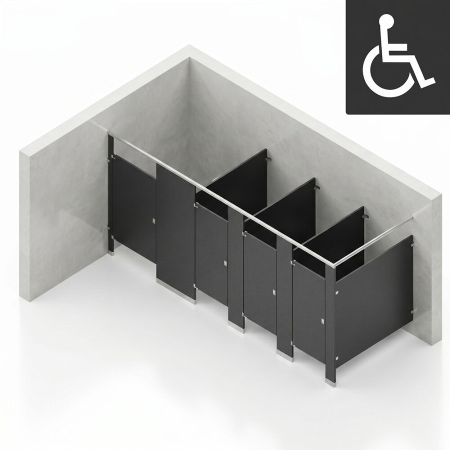 Bathroom Partitions - 4 Stalls - Left Hand In Corner ADA