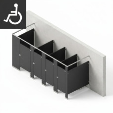 Bathroom Partitions - 4 Stalls - Left Hand Free Standing ADA Bathroom Partitions - 4 Stalls - Left Hand Free Standing ADA