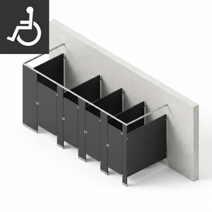 Bathroom Partitions - 4 Stalls - Left Hand Free Standing ADA