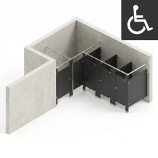 Bathroom Partitions - 4 Stalls - Left Hand Alcove ADA