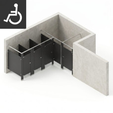 Bathroom Partitions - 4 Stalls - Right Hand Alcove ADA