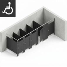 Bathroom Partitions - 5 Stalls - Right Hand In Corner ADA Bathroom Partitions - 5 Stalls - Right Hand In Corner ADA
