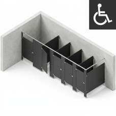 Bathroom Partitions - 5 Stalls - Left Hand In Corner ADA Bathroom Partitions - 5 Stalls - Left Hand In Corner ADA