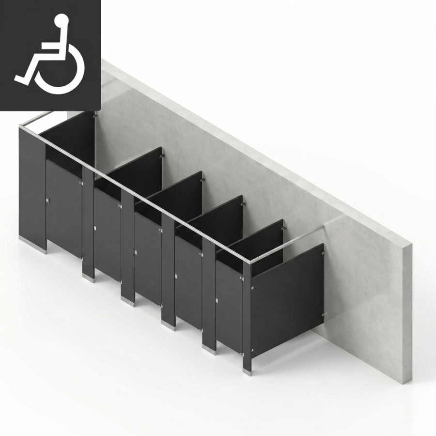 Bathroom Partitions - 5 Stalls - Left Hand Free Standing ADA