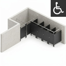 Bathroom Partitions - 5 Stalls - Left Hand Alcove ADA Bathroom Partitions - 5 Stalls - Left Hand Alcove ADA