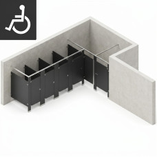 Bathroom Partitions - 5 Stalls - Right Hand Alcove ADA Bathroom Partitions - 5 Stalls - Right Hand Alcove ADA