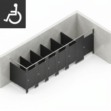 Bathroom Partitions - 6 Stalls - Right Hand In Corner ADA