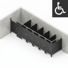 Bathroom Partitions - 6 Stalls - Left Hand In Corner ADA