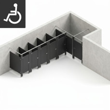 Bathroom Partitions - 6 Stalls - Right Hand Alcove ADA Bathroom Partitions - 6 Stalls - Right Hand Alcove ADA