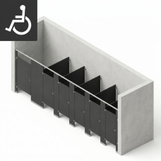 Bathroom Partitions - 6 Stalls - Left Hand Between Walls ADA Bathroom Partitions - 6 Stalls - Left Hand Between Walls ADA