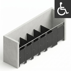 Bathroom Partitions - 6 Stalls - Right Hand Between Walls ADA Bathroom Partitions - 6 Stalls - Right Hand Between Walls ADA