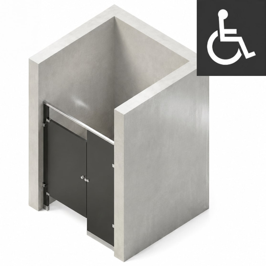 Bathroom Partitions - 1 Stall - Left Hand Between Walls ADA