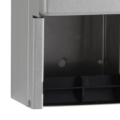 Spindle detail of Bobrick B-2888 surface multi roll tissue dispenser.