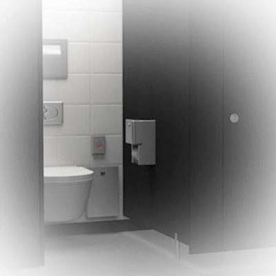 Bobrick B-2888 surface mount multi roll toilet tissue dispenser installed.