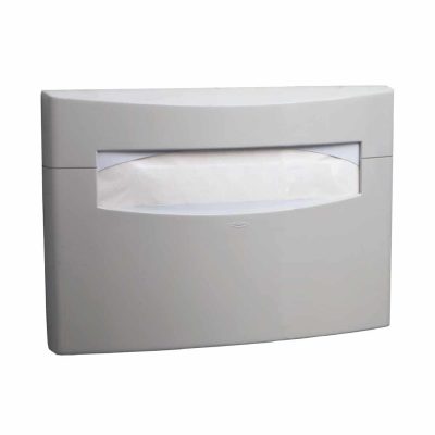 Bobrick B-5221 MatrixSeries surface mount seat cover dispenser against white.