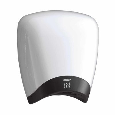 Bobrick B-770 QuietDry DuraDry surface mounted hand dryer in white.