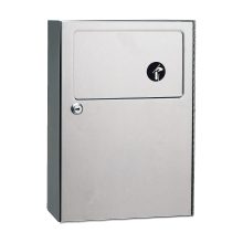 Bobrick B-254 surface mounted sanitary napkin disposal against white background.