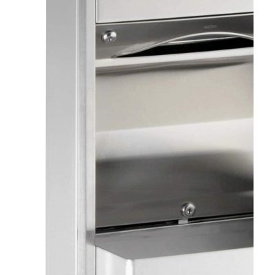 Detail of Bobrick B-3949 surface mount convertible towel waste unit