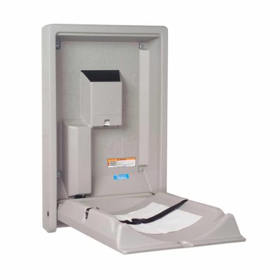 Koala Kare KB101 wall mounted baby changing station open gray.