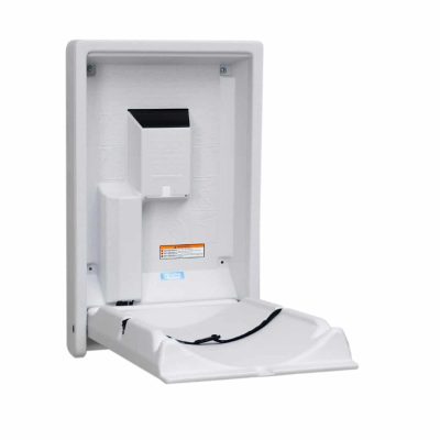 Koala Kare KB101 wall baby changing station open white granite.