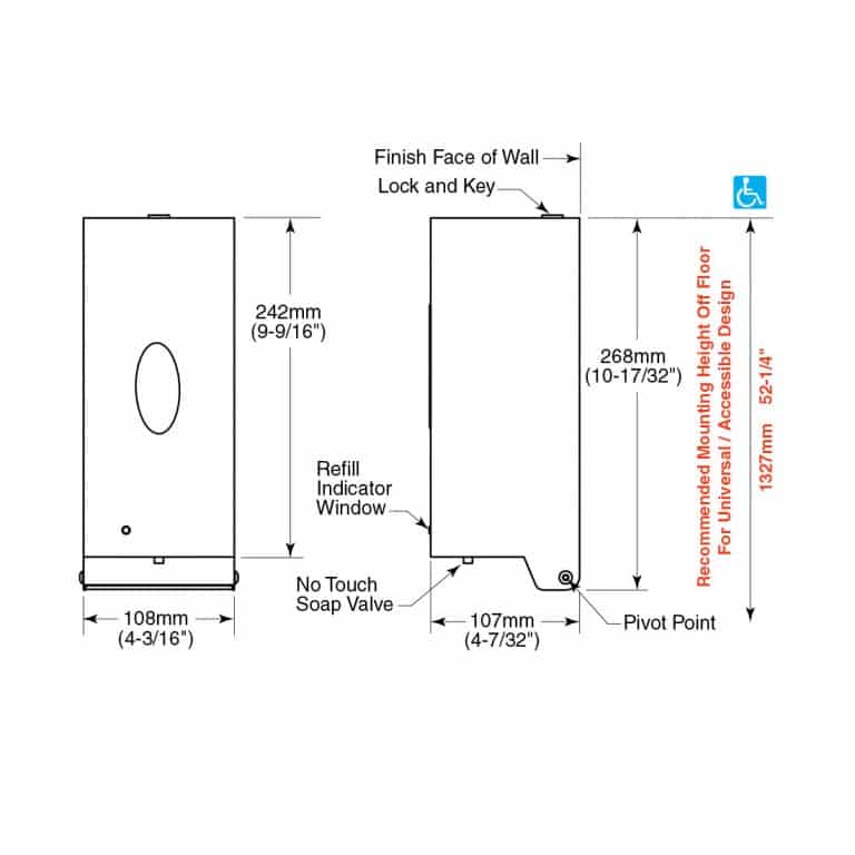 Bobrick Auto Wall Mount Soap Dispenser B2012 Partition Plus