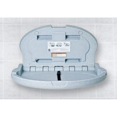 Koala Kare KB208 baby changing station in gray granite, open.