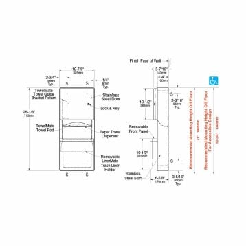 Bobrick Surface Towel and Waste Unit B-43699 - Partition Plus