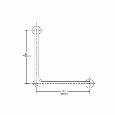 Bobrick 1 ¼” Diameter 90 Degree Grab Bar B-5898 dimensions.