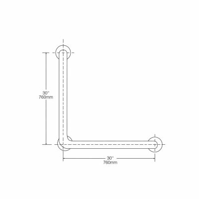 Bobrick 1 ½” 90 Degree Grab Bar B-6898.99 dimensions.