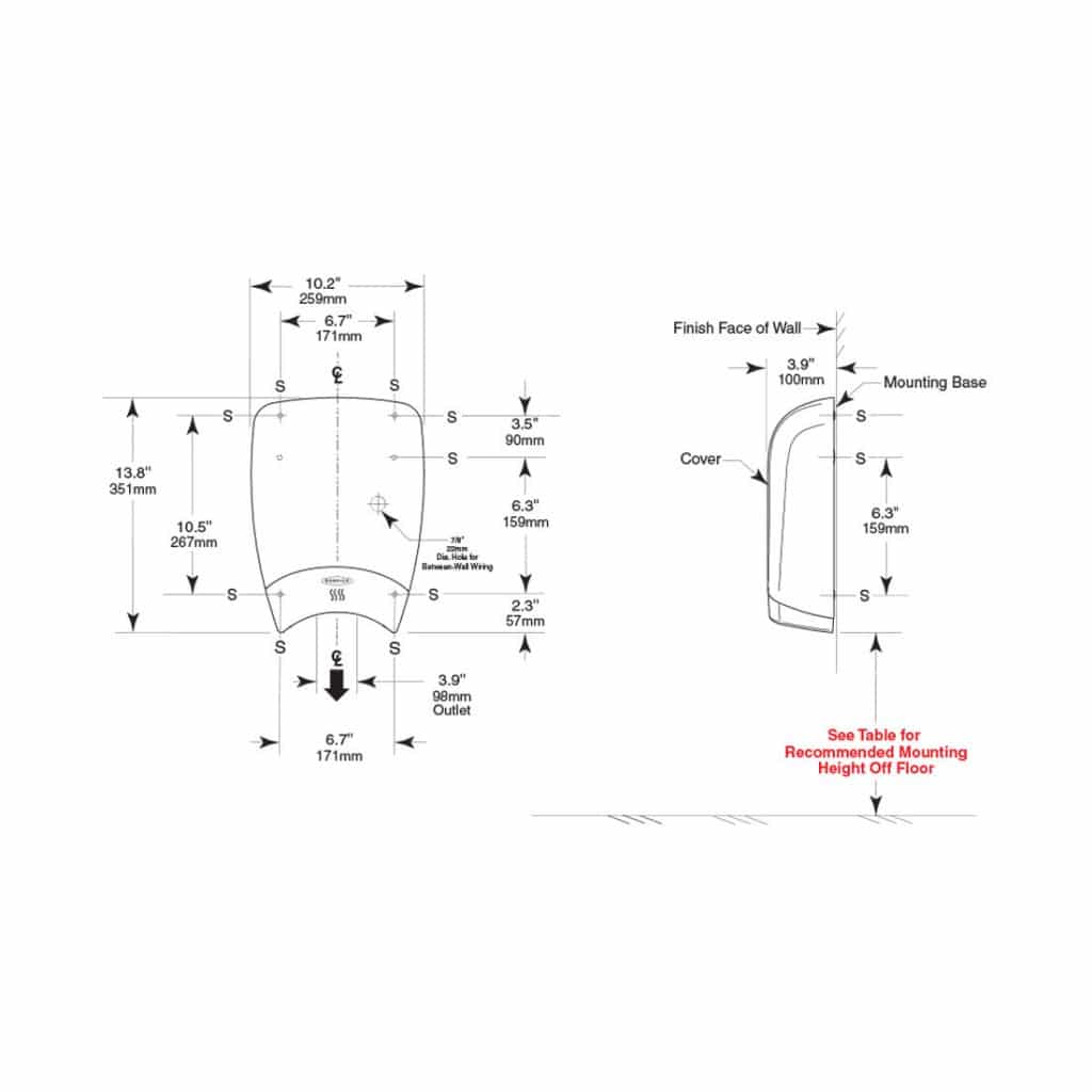 Bobrick QuietDry TerraDry Surface Dryer B-7180 - Partition Plus