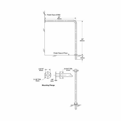 Bobrick Wall to Floor Grab Bar 819388 detailed dimensions.