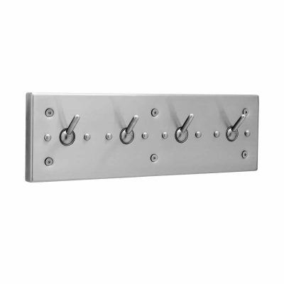 Bobrick Vandal Resistant Security Clothes Hook Strip B-985 against white.