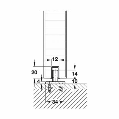 Line drawing, Hawa Junior 120/B floor guide side view.