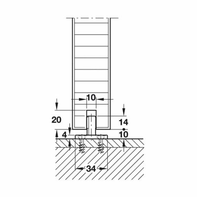 Line drawing, Hawa Junior 120/B no floor guide rail.