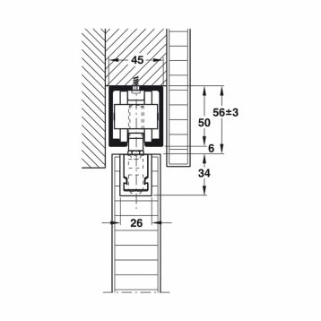 Hawa Junior 120/B Sliding Door Kit - Low Profile - Partition Plus