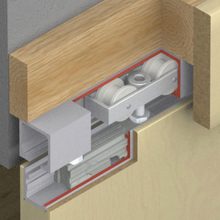 Cutaway of Hawa Junior 40/B sliding door hardware system.