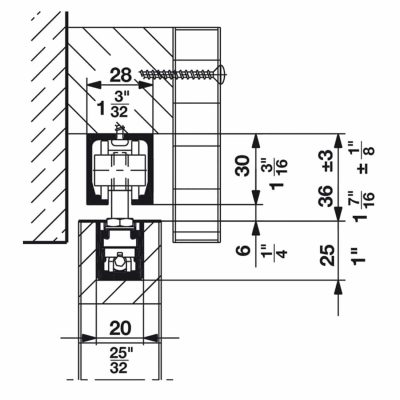 Inline view of Hawa Junior 40/B sliding door system.