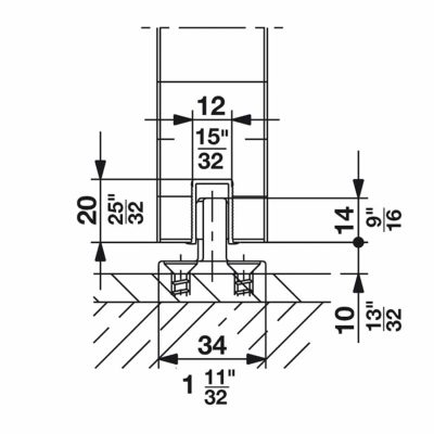 Diagram of Hawa Junior 40/B floor guide and rail.