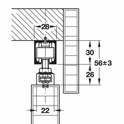 Inline view of Hawa Junior 40/Z sliding door system.